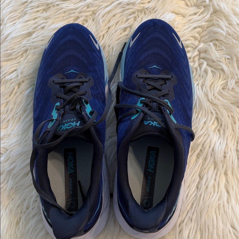 Hoka Men's Blue and White Athletic Shoes size 13D very good condition see photos - Picture 10 of 12